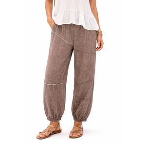 Bodil Brown linen lagenlook oversized boho jogger pants womens Size Medium